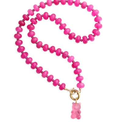 Hye Jane Jewelry Women's Pink / Gold Fuschia Gummy Bear Rondelle Necklace In Multi