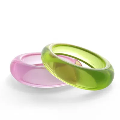 Hye Jane Jewelry Women's Pink / Green Jelly Pop Resin Bangle Set In Multi