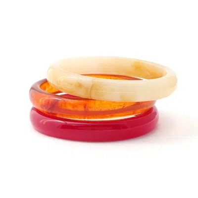 Hye Jane Jewelry Women's Pink Raspberry Tortoise Multi Resin Bangle Set
