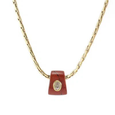 Hye Jane Jewelry Women's Red / Gold Bowie Jasper Necklace In Red/gold