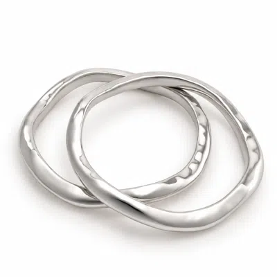 Hye Jane Jewelry Women's Silver Bond Molten Bangle Set