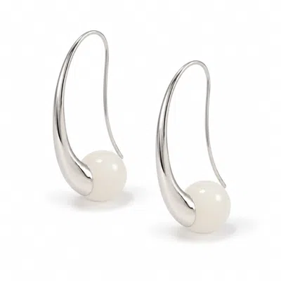 Hye Jane Jewelry Women's Silver / White Silver Orb Threader Earrings In Silver/white