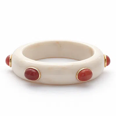 Hye Jane Jewelry Women's White / Orange Adler Resin & Semiprecious Gemstone Bangle In White/orange