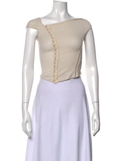 Pre-owned Hyein Seo Asymmetrical Short Sleeve Top In Neutrals