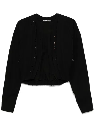 Hyein Seo Bead Embellishment Cardigan In Black