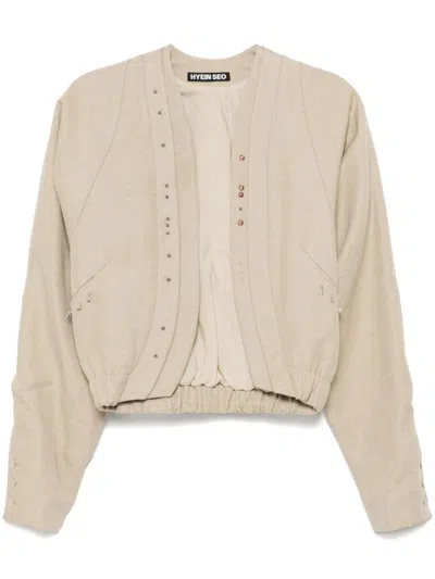 Hyein Seo Beaded Silver Charm Blouson In Neutrals