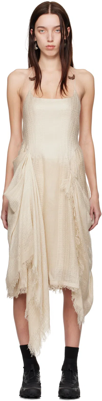 Hyein Seo Beige Fringed Crescent Midi Dress In Sand