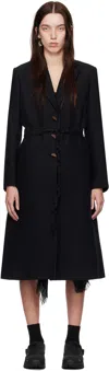 HYEIN SEO BLACK CERAMIC BUTTON LONG COAT