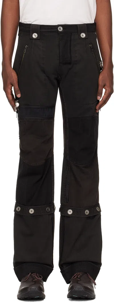 Hyein Seo Black Convertible Patchwork Trousers In Stone