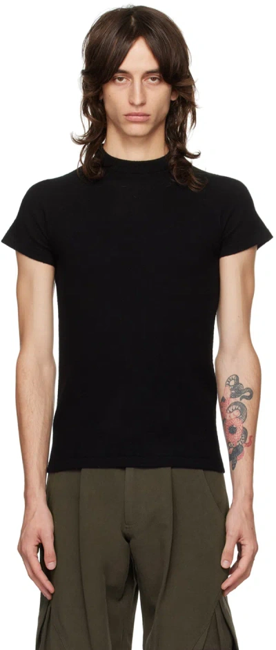 Hyein Seo Black Perforated Knit T-shirt