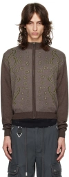 Hyein Seo Brown Graphic Zip-up Sweater In Brown