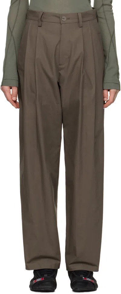 Hyein Seo Brown Wide Beaded Belt Trousers