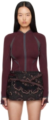 Hyein Seo Burgundy Slashed Jacket In Burgundy