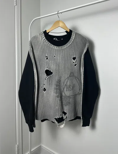 Pre-owned Hyein Seo Distressed Knit Sweatshirt In Black