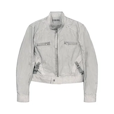 Pre-owned Hyein Seo Dyed Moto Jacket 'moon Grey' | Women's Size 2