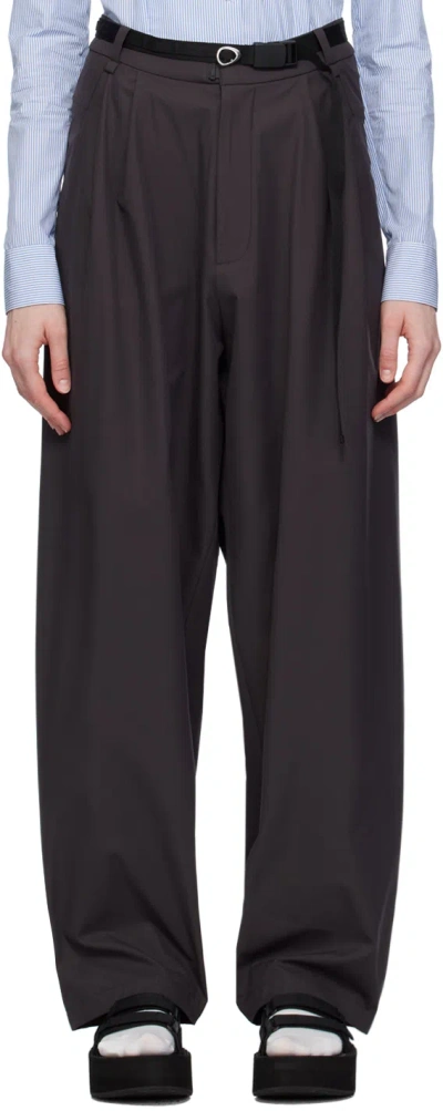 Hyein Seo Gray Belted Trousers In Dark Grey