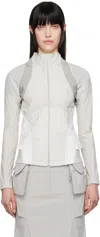 Hyein Seo Gray Paneled Windbreaker Jacket In Fog Grey