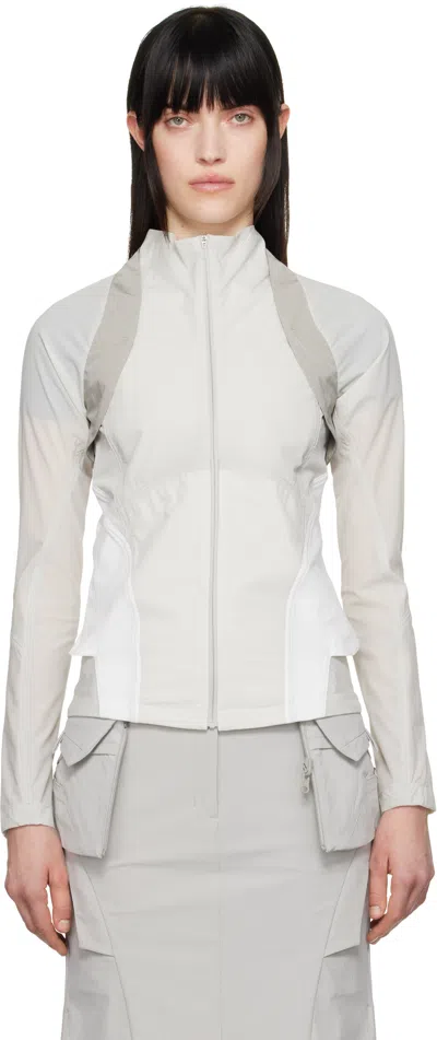 Hyein Seo Gray Paneled Windbreaker Jacket In Fog Grey