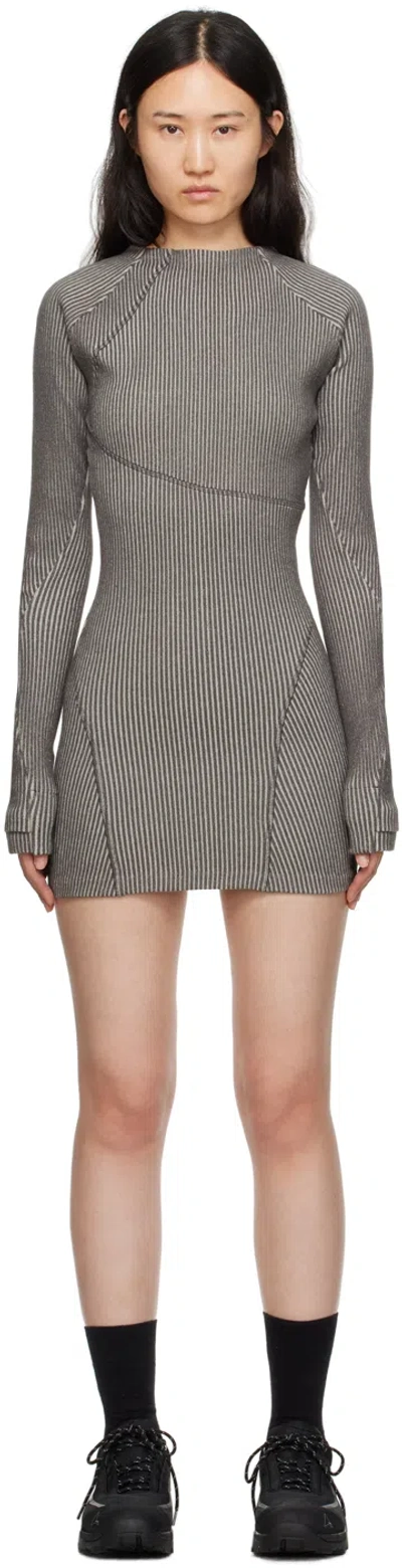 Hyein Seo Gray Zip Minidress In Charcoal