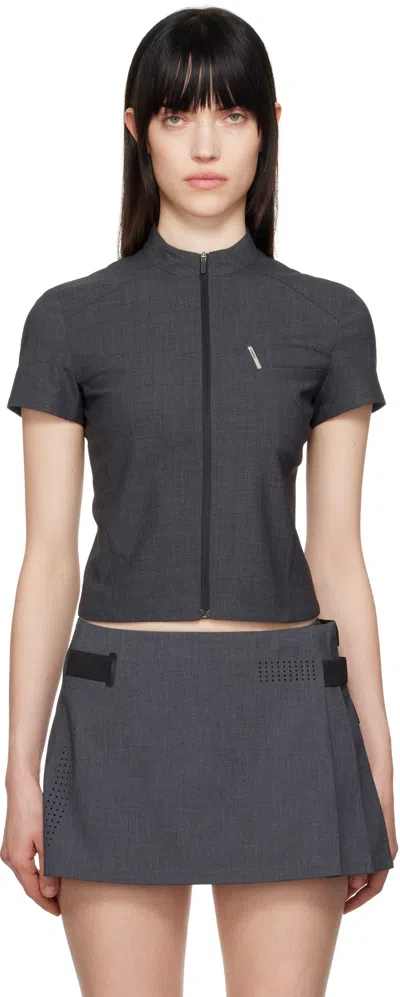 Hyein Seo Gray Zip Pin Shirt In Dark Grey