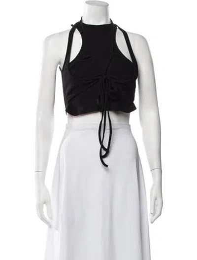 Pre-owned Hyein Seo Halterneck Sleeveless Crop Top In Black
