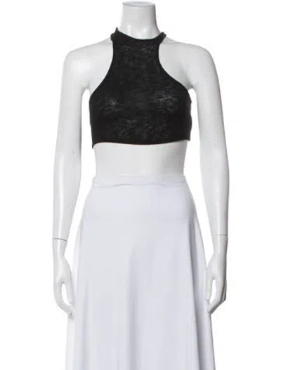 Pre-owned Hyein Seo Halterneck Sleeveless Crop Top In Grey