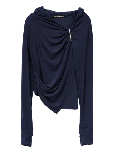 Hyein Seo Hooded Draped Top In Blue
