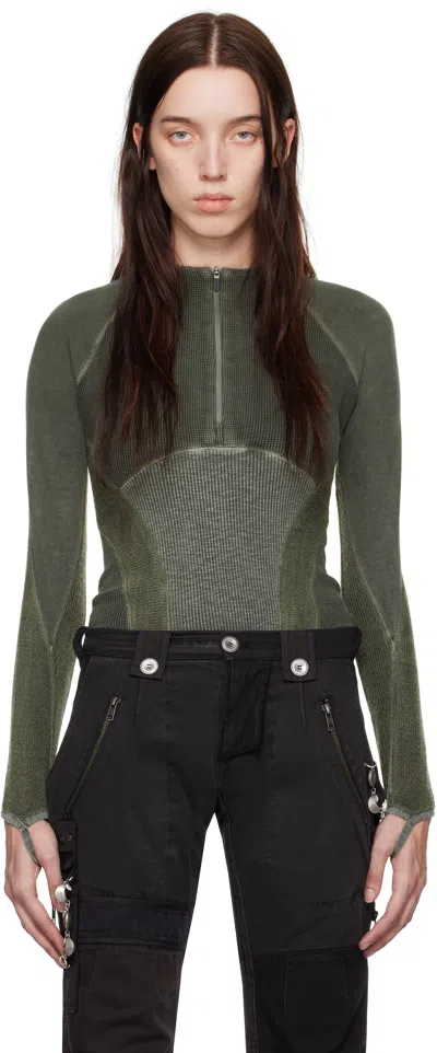 Hyein Seo Khaki Half-zip Raglan Sweater