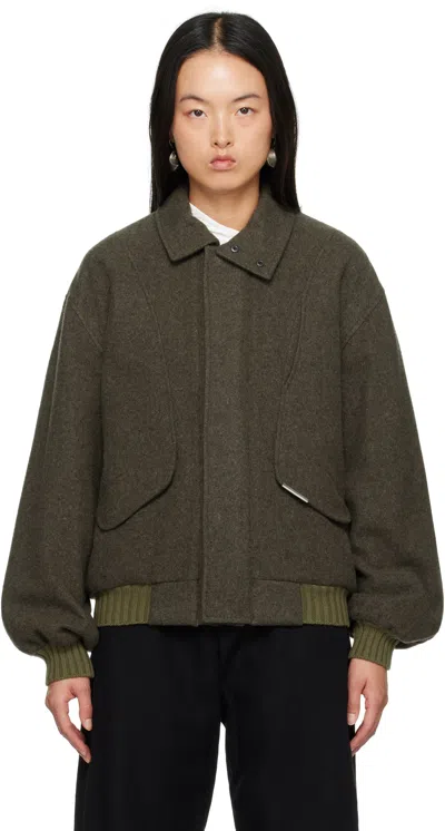 Hyein Seo Khaki Wool Bomber Jacket