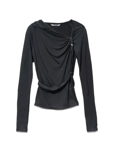 Hyein Seo Knotted Hooded Top In Grey