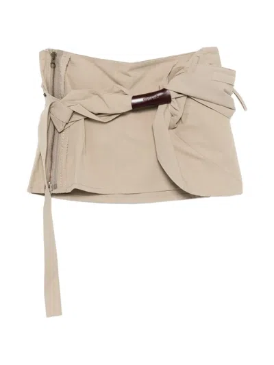 Hyein Seo Knotted Mini Skirt In Brown