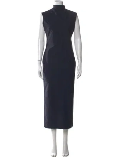 Pre-owned Hyein Seo Mock Neck Long Dress In Blue