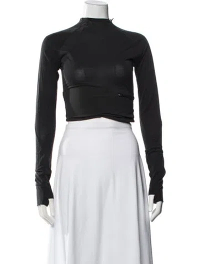 Pre-owned Hyein Seo Mock Neck Long Sleeve Crop Top In Gray