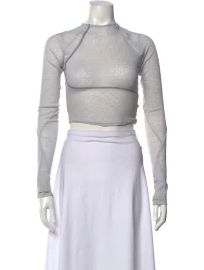 Pre-owned Hyein Seo Mock Neck Long Sleeve Crop Top In Grey