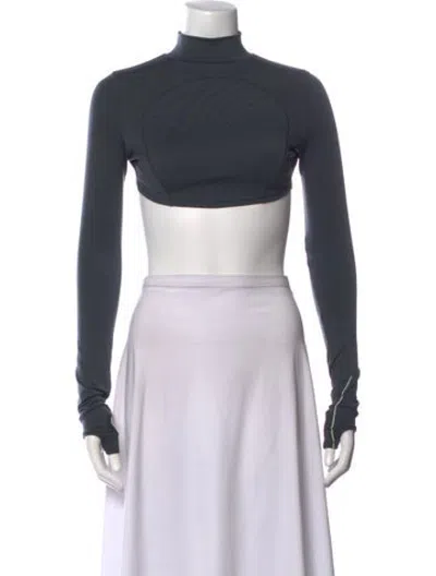 Pre-owned Hyein Seo Mock Neck Long Sleeve Crop Top In Grey