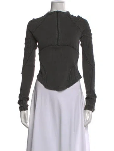Pre-owned Hyein Seo Mock Neck Long Sleeve Top In Gray