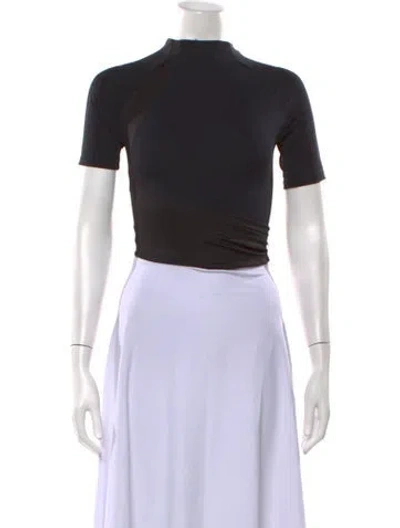 Pre-owned Hyein Seo Mock Neck Short Sleeve Crop Top In Black