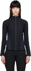 Hyein Seo Navy & Black Paneled Windbreaker Jacket In Midnight
