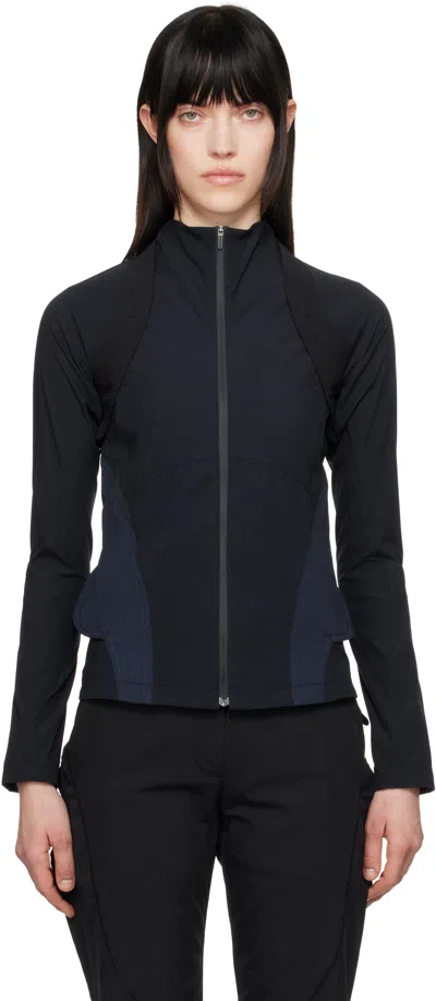 Hyein Seo Navy & Black Paneled Windbreaker Jacket In Midnight