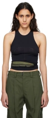 Hyein Seo Navy Crescent Knit Tank Top In Navy