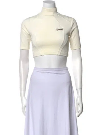 Pre-owned Hyein Seo Nylon Mock Neck Crop Top In Gray