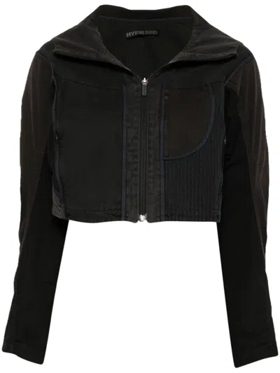 Hyein Seo Patchwork Cropped Jacket In Black