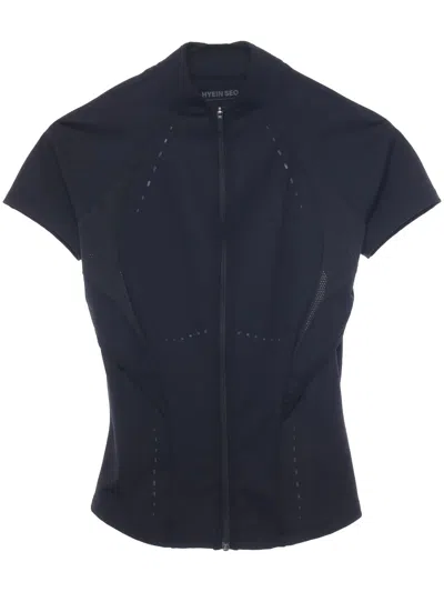 Hyein Seo Cut-out Mesh-panelled Zip-up Top In 1