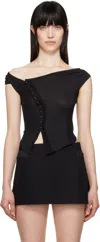 Hyein Seo Ssense Exclusive Black Cross Stitch Top In Black