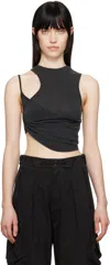 Hyein Seo Ssense Exclusive Gray Twisted Crop Tank Top In Black