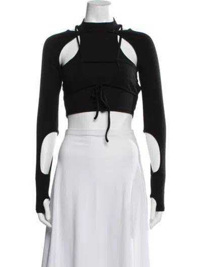 Pre-owned Hyein Seo Tie Neck Sleeveless Crop Top In Grey