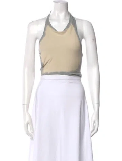 Pre-owned Hyein Seo Tie-dye Print Halterneck Crop Top In White