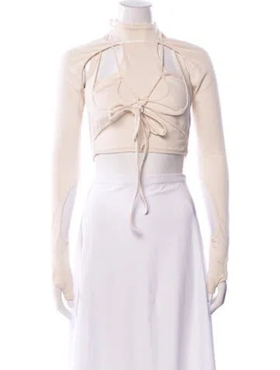 Pre-owned Hyein Seo V-neck Long Sleeve Crop Top In White