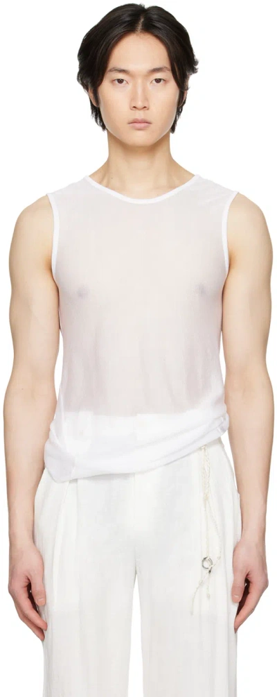 Hyein Seo White Semi-sheer Tank Top