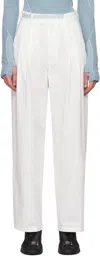 Hyein Seo White Wide Beaded Belt Trousers In White